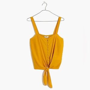 Madewell Button-Front Tie Tank Mustard Yellow